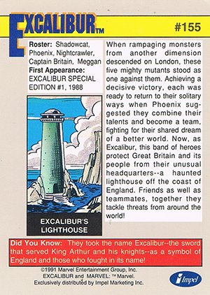 Impel Marvel Universe II Base Card 155 Excalibur