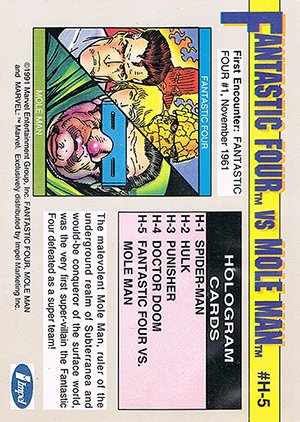 Impel Marvel Universe II Hologram Card H-5 Fantastic Four vs Mole Man