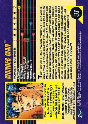 Impel Marvel Universe III Base Card 31 Wonder Man