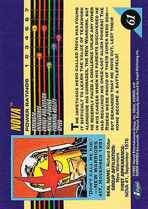 Impel Marvel Universe III Base Card 61 Nova