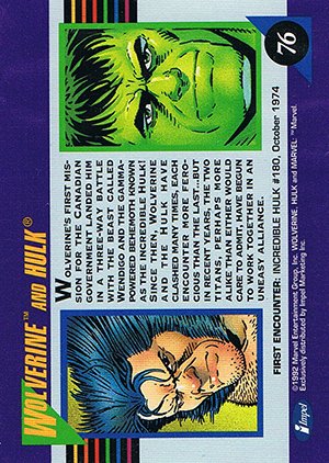 Impel Marvel Universe III Base Card 76 Wolverine and Hulk