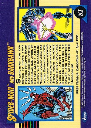 Impel Marvel Universe III Base Card 81 Spider-Man and Darkhawk