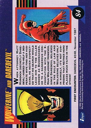 Impel Marvel Universe III Base Card 84 Wolverine and Daredevil