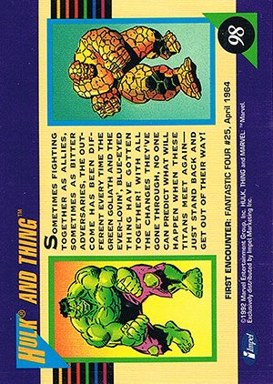 Impel Marvel Universe III Base Card 98 Hulk and Thing