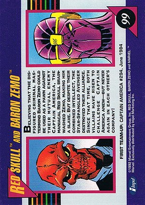 Impel Marvel Universe III Base Card 99 Red Skull and Baron Zemo