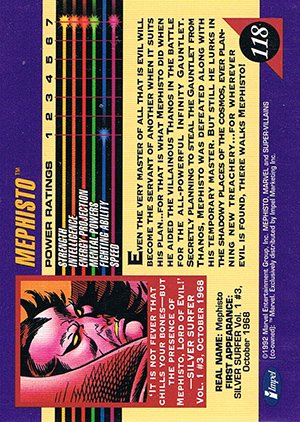 Impel Marvel Universe III Base Card 118 Mephisto