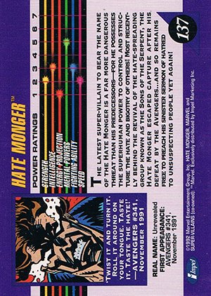 Impel Marvel Universe III Base Card 137 Hate-Monger