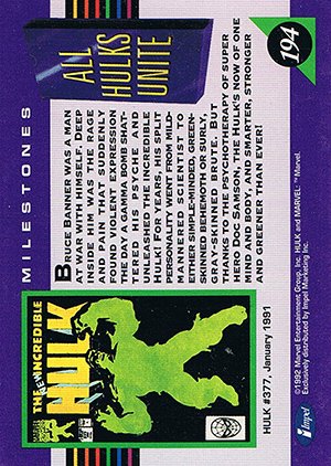 Impel Marvel Universe III Base Card 194 All Hulks Unite