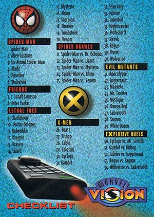 Fleer/Skybox Marvel Vision Base Card 100 Checklist