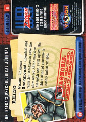 Fleer/Skybox Marvel Vision Base Card 16 Rhino