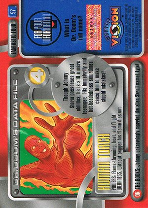 Fleer/Skybox Marvel Vision Base Card 57 Human Torch