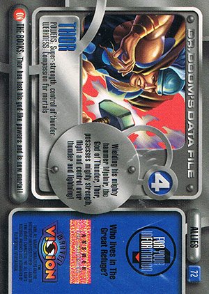 Fleer/Skybox Marvel Vision Base Card 72 Thor