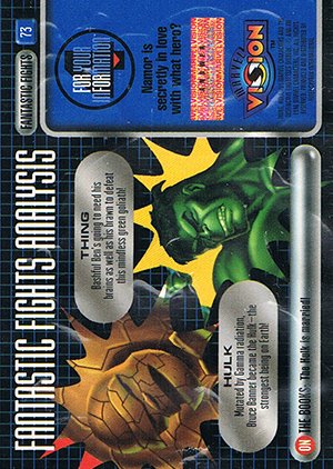 Fleer/Skybox Marvel Vision Base Card 73 Thing vs. Hulk
