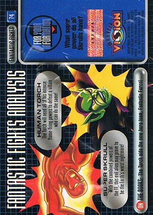 Fleer/Skybox Marvel Vision Base Card 74 Human Torch vs. Super Skrull