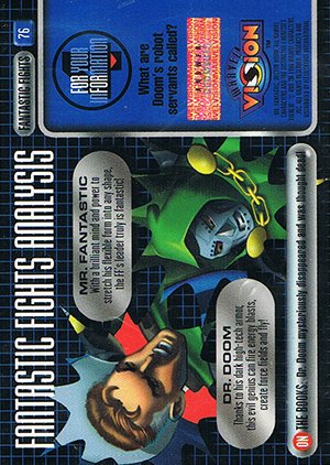 Fleer/Skybox Marvel Vision Base Card 76 Mr. Fantastic vs. Dr. Doom