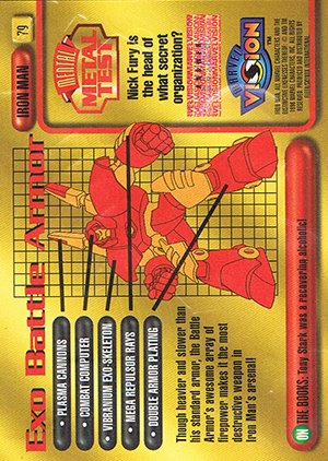 Fleer/Skybox Marvel Vision Base Card 79 Iron Man - Exo Battle Armor