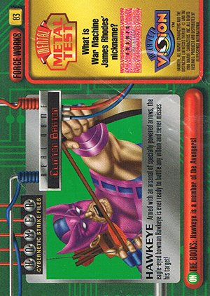 Fleer/Skybox Marvel Vision Base Card 83 Hawkeye