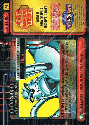 Fleer/Skybox Marvel Vision Base Card 94 Ultimo
