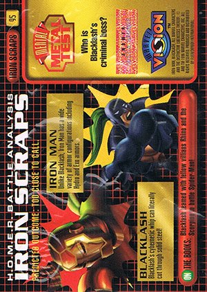 Fleer/Skybox Marvel Vision Base Card 95 Iron Man vs. Blacklash