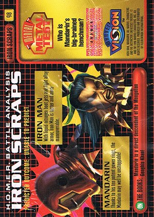 Fleer/Skybox Marvel Vision Base Card 98 Iron Man vs. Mandarin