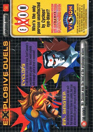 Fleer/Skybox Marvel Vision Base Card 50 Cyclops vs. Mr. Sinister