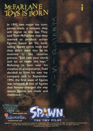 Inkworks Spawn the Toy Files Base Card 1 McFarlane Toys Is Born