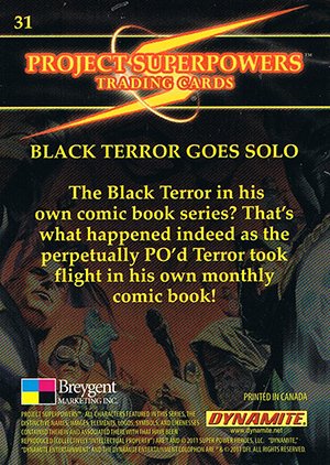 Breygent Marketing Project Superpowers Base Card 31 Black Terror Goes Solo