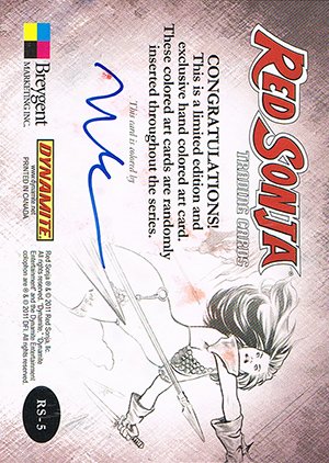 Breygent Marketing Red Sonja Hand-Colored Line Art Card RS-5 Pirates and spears