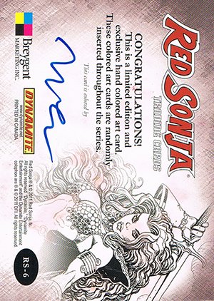 Breygent Marketing Red Sonja Hand-Colored Line Art Card RS-6 Wielding sword over head