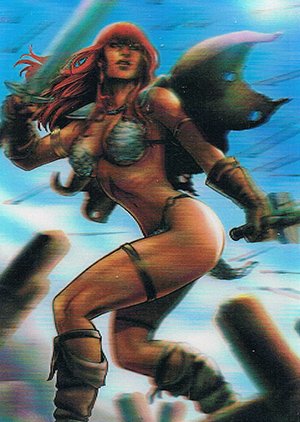 Breygent Marketing Red Sonja 3-D Lenticular Card RS8 Red Sonja avoids a barrage of arrows