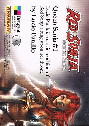 Breygent Marketing Red Sonja Base Card 5 Lucio Parrillo's majestic rendition of Red Sonja
