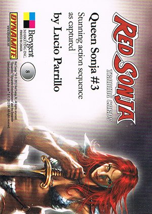 Breygent Marketing Red Sonja Base Card 8 Stunning action sequence as captured