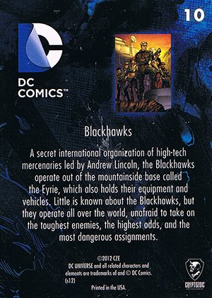 Cryptozoic DC: The New 52 Base Card 10 Blackhawks