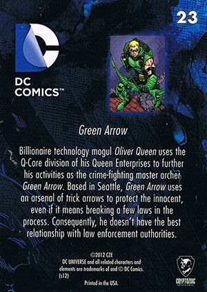 Cryptozoic DC: The New 52 Base Card 23 Green Arrow