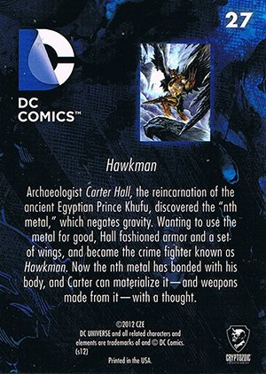 Cryptozoic DC: The New 52 Base Card 27 Hawkman