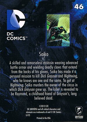 Cryptozoic DC: The New 52 Base Card 46 Saiko