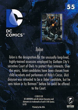 Cryptozoic DC: The New 52 Base Card 55 Talon