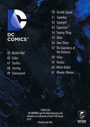 Cryptozoic DC: The New 52 Base Card  Checklist