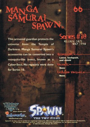 Inkworks Spawn the Toy Files Base Card 66 Manga Samurai Spawn