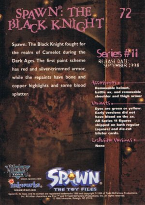Inkworks Spawn the Toy Files Base Card 72 Spawn: The Black Knight