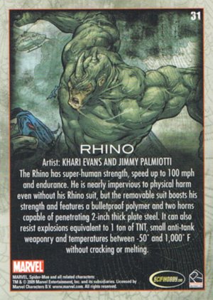Rittenhouse Archives Spider-Man Archives Base Card 31 Rhino