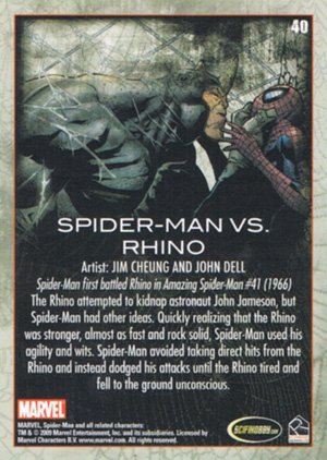 Rittenhouse Archives Spider-Man Archives Base Card 40 Spider-Man vs. Rhino