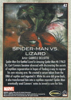 Rittenhouse Archives Spider-Man Archives Base Card 42 Spider-Man vs. Lizard