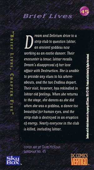 SkyBox The Sandman Base Card 45 Brief Lives, Chapter Five