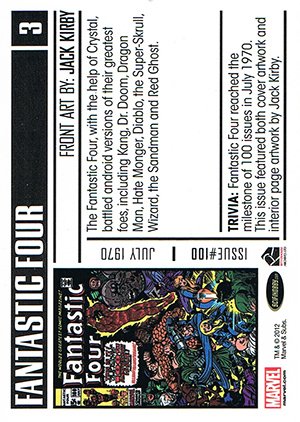 Rittenhouse Archives Marvel Bronze Age Parallel Card 3 Fantastic Four #100