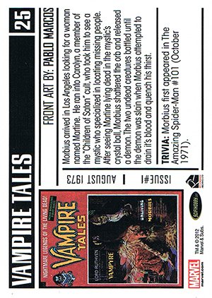 Rittenhouse Archives Marvel Bronze Age Parallel Card 25 Vampire Tales #1