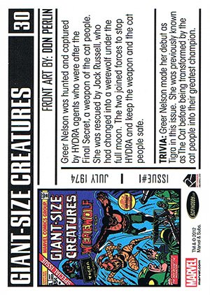 Rittenhouse Archives Marvel Bronze Age Parallel Card 30 Giant-Size Creatures #1