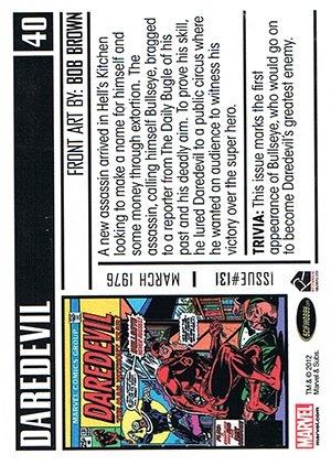 Rittenhouse Archives Marvel Bronze Age Parallel Card 40 Daredevil #131