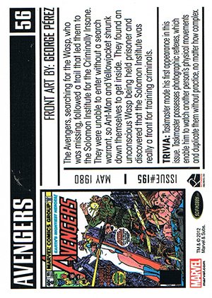 Rittenhouse Archives Marvel Bronze Age Parallel Card 56 Avengers #195