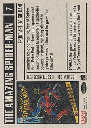 Rittenhouse Archives Marvel Bronze Age Base Card 7 The Amazing Spider-Man #100